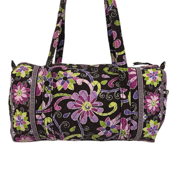 Vera Bradley Purple Punch Retired Brown Pink Green Travel Shoulder Duffle Bag - Picture 7 of 13